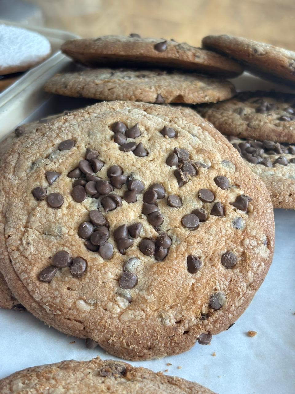 Fresh-baked chocolate chip cookies