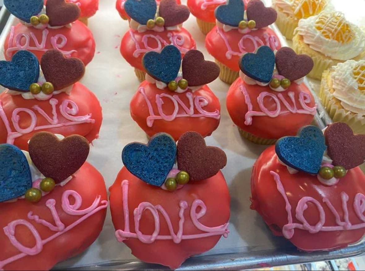 Heart-shaped Love-themed cookies and pastries