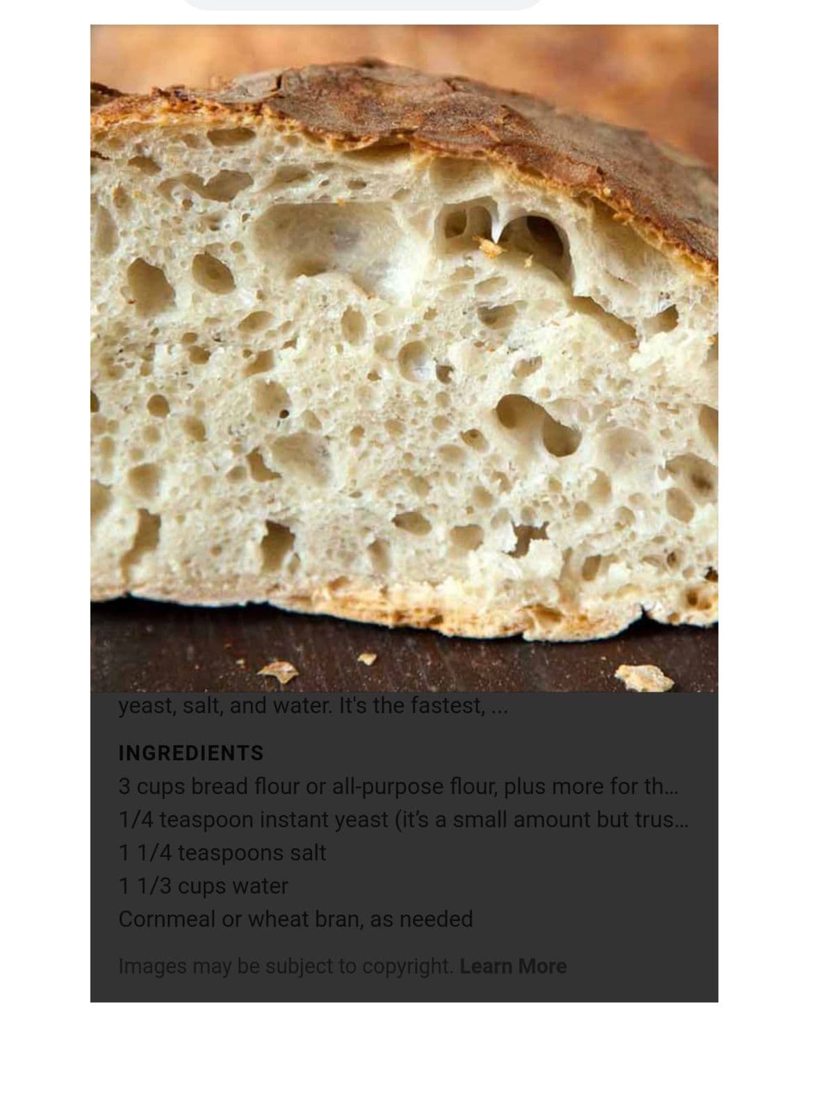 Sliced sourdough showing open crumb